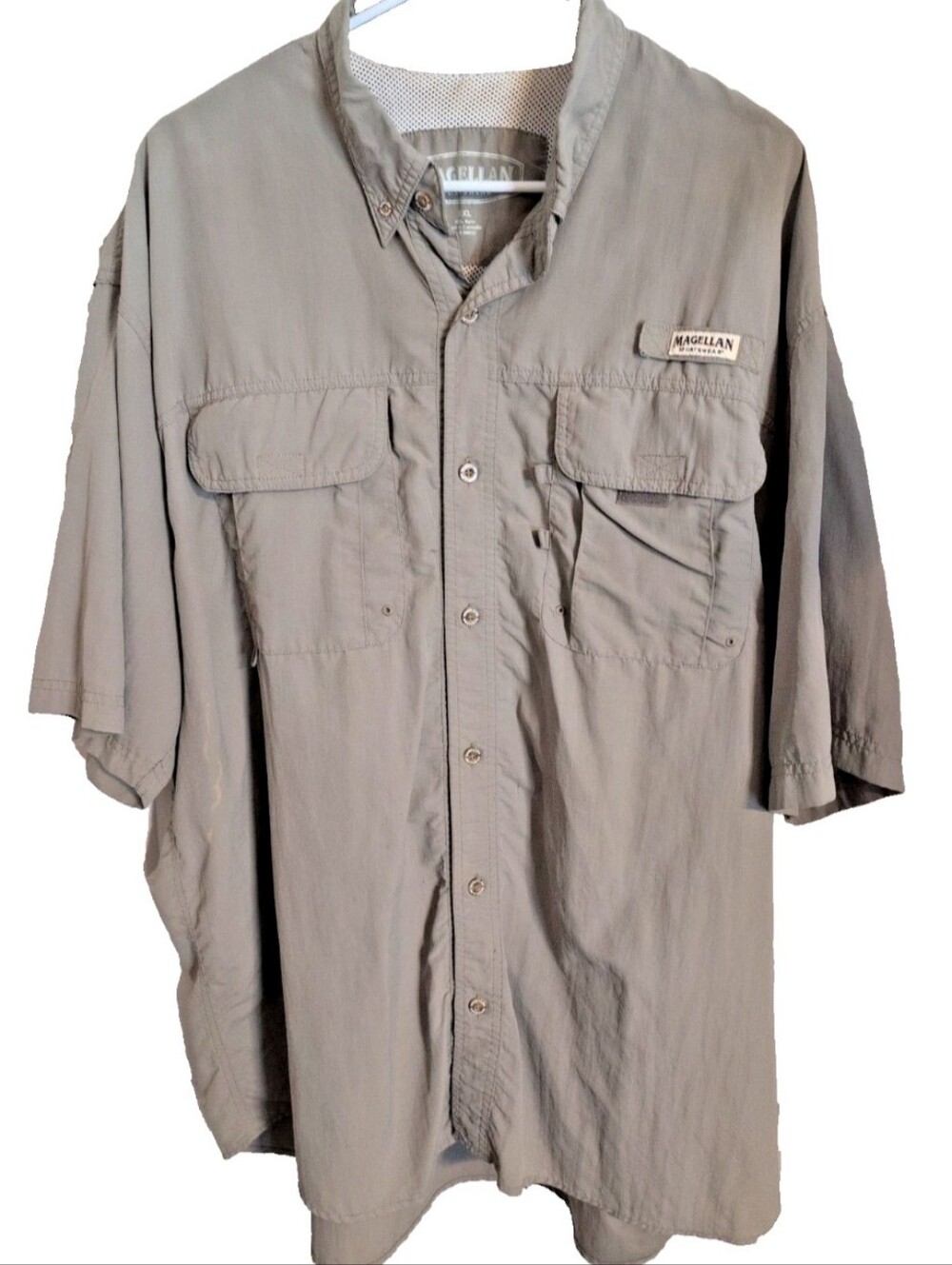 Magellan Shirt Men XXL Short Sleeve Fishing Relaxed Pockets Vented Outdoor Green